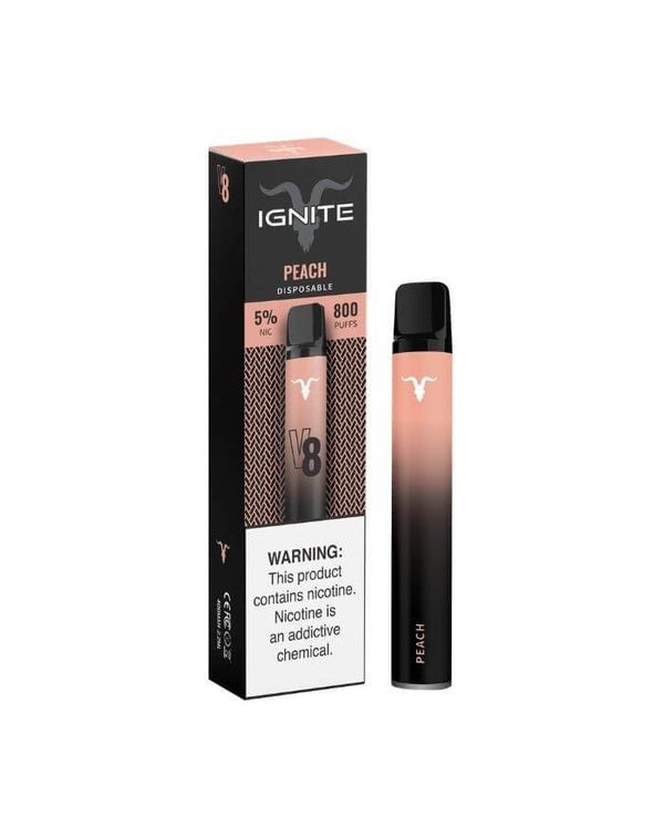 Ignite V8 Peach Tobacco Free Nicotine Disposable V...