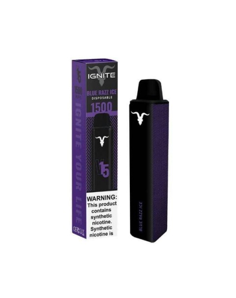 Ignite V15 Blue Razz Ice Tobacco Free Nicotine Disposable Vape Pen