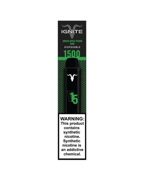 Ignite V15 Green Apple Peach Kiwi Tobacco Free Nicotine Disposable Vape Pen