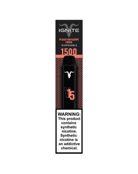 Ignite V15 Peach Cantaloupe Papaya Tobacco Free Nicotine Disposable Vape Pen