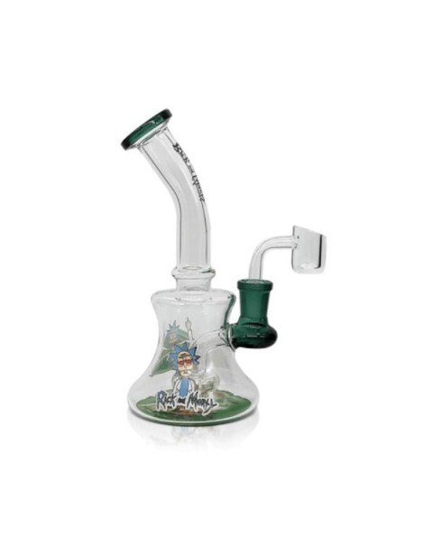 Waxmaid 7.08” Rick & Morty Mini Decal Glass Dab Rig Water Pipe